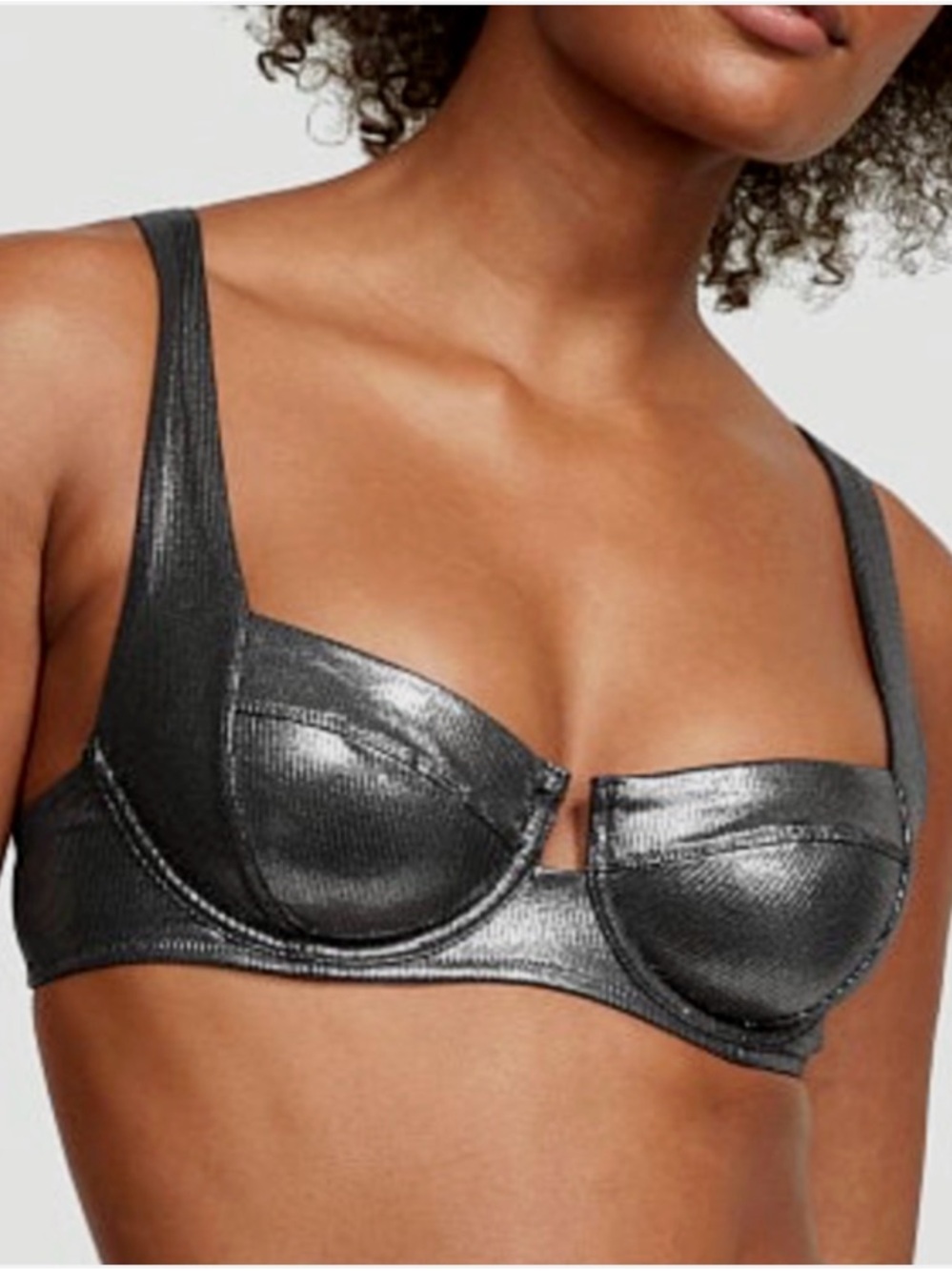 Metallic Silver Foil Bikini Top